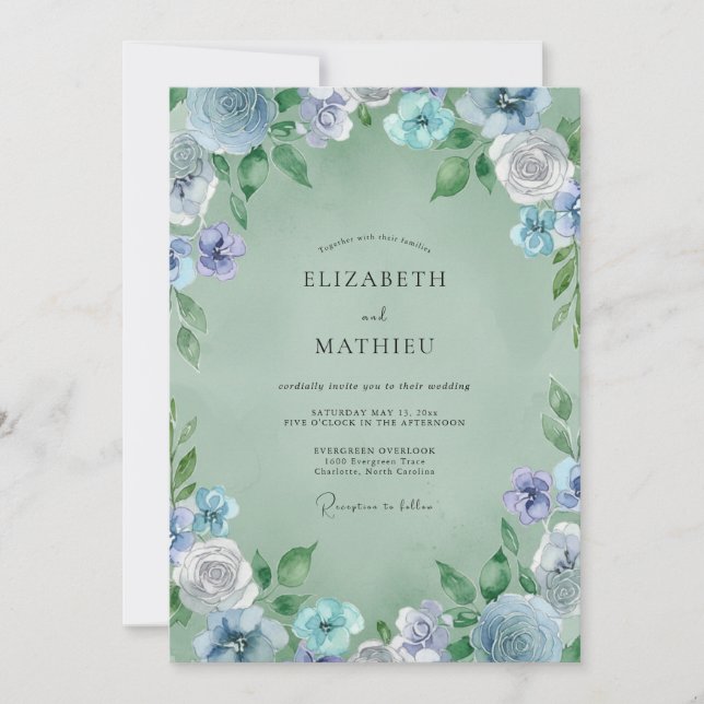 Invitación Boda Flor de Vinca (Anverso)