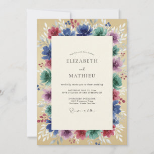 Invitación Boda Flor de Vinca Espuma de Mar