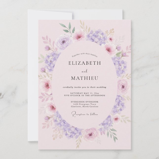 Invitación Boda Flor de Vinca Rubor (Anverso)