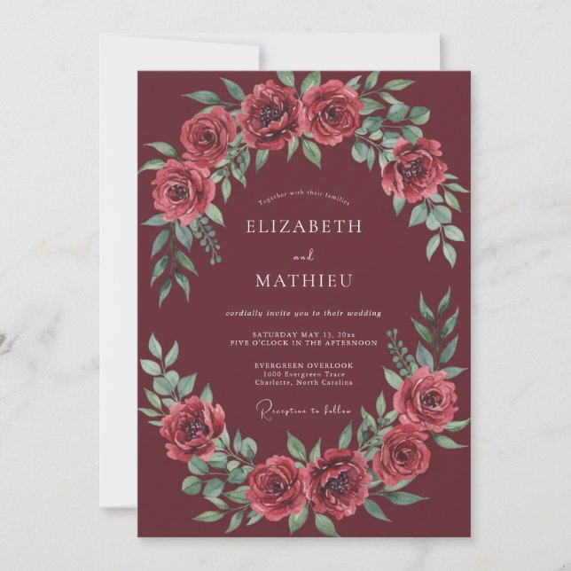 Invitación Boda Flor de Vino (Anverso)