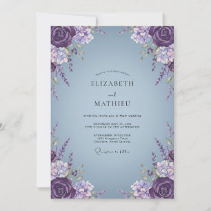 Invitación Boda Flor de Violeta Lila Periwinkle