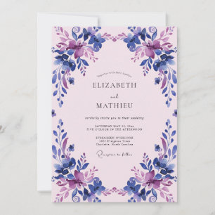 Invitación Boda Flor de Violeta Suave Periwinkle