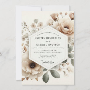 Invitación Boda Flor Desvaída Beige