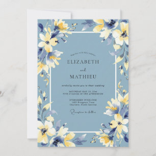 Invitación Boda Flor Dorada Pizarra