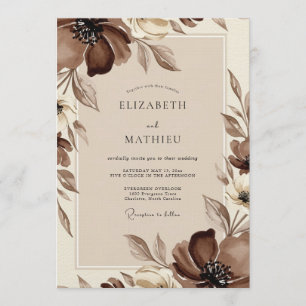 Invitación Boda Flor Etérea Marrón