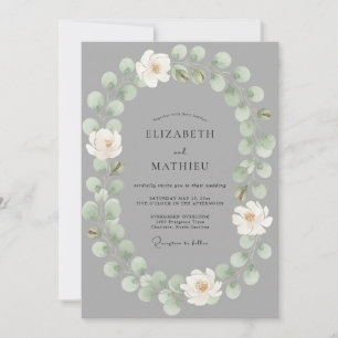 Invitación Boda Flor Gris Etérea