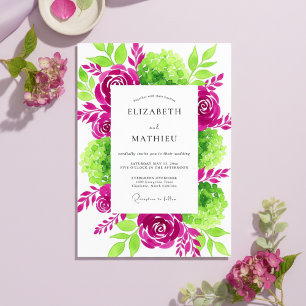 Invitación Boda Flor Magenta Verde