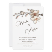 Boda Flor Magnolia Efecto Realzado Off White