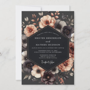 Invitación Boda Flor Nocturna Carboncillo