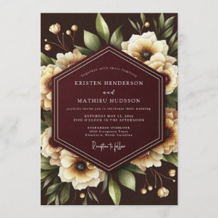 Invitación Boda Flor Nocturna de Borgoña