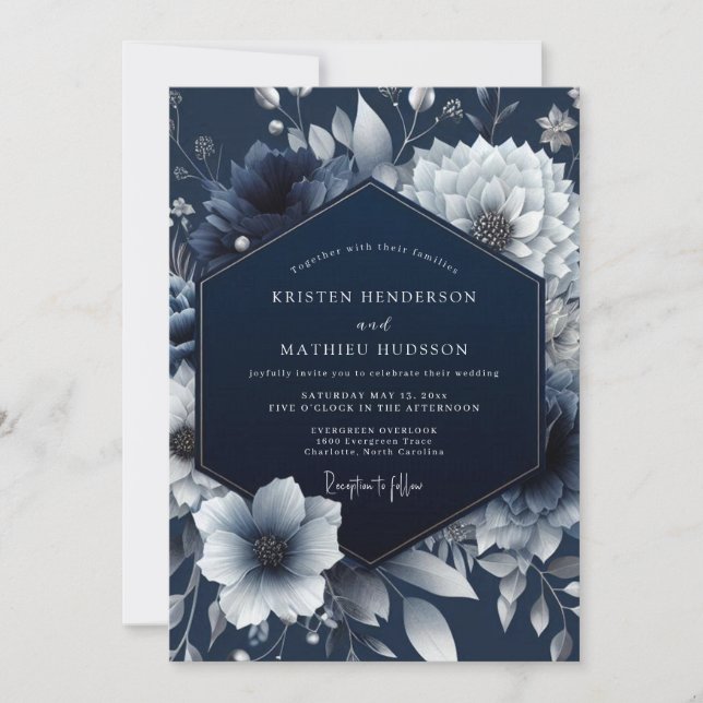 Invitación Boda Flor Nocturna de Marina (Anverso)