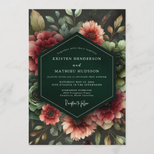 Invitación Boda Flor Nocturna Esmeralda