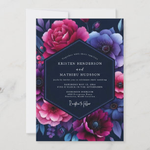 Invitación Boda Flor Nocturna Fucsia