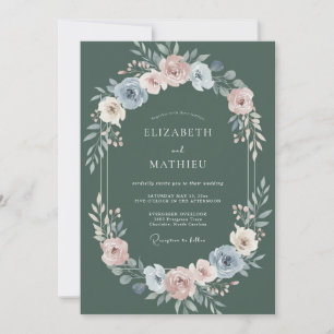 Invitación Boda Flor Pintada en Pizarra Melocotón