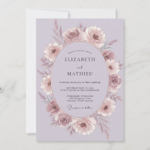 Invitación Boda Flor Romántico Malva