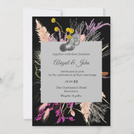 Invitación Boda Flor Seca/Blanco y Negro