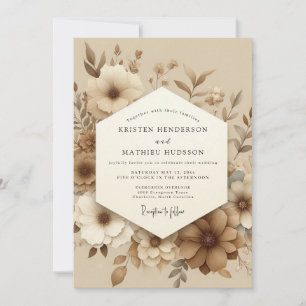 Invitación Boda Flor Sepia Silenciada