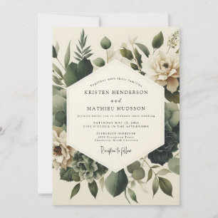Invitación Boda Flor Serena Verde Salvia