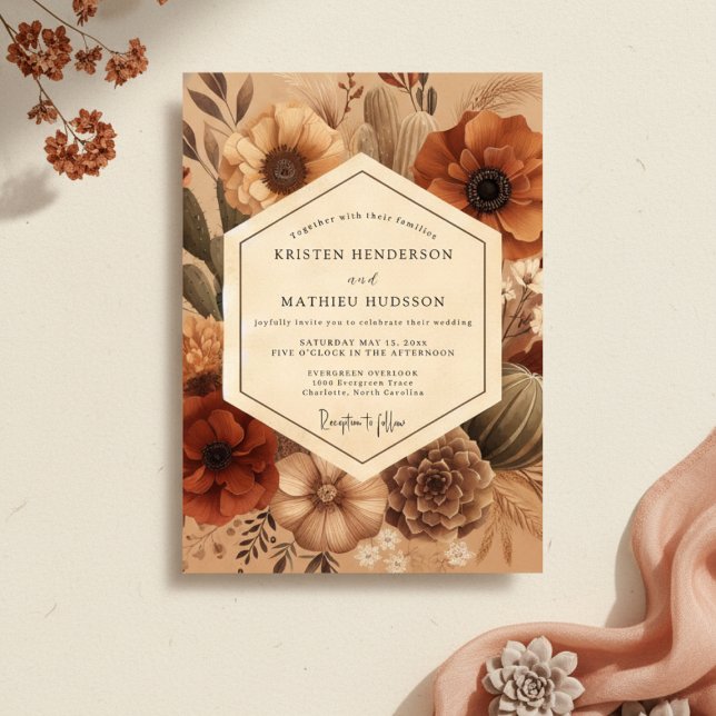 Invitación Boda Flor Sienita Terrosa (Subido por el creador)
