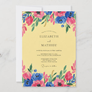 Invitación Boda Flor Silvestre Amarillo Magenta