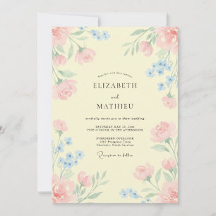 Invitación Boda Flor Silvestre Amarillo Mantequilla