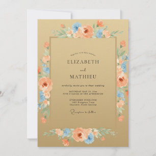 Invitación Boda Flor Silvestre Cerúlea Melocotón