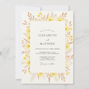 Invitación Boda Flor Silvestre Cobre Amarillo