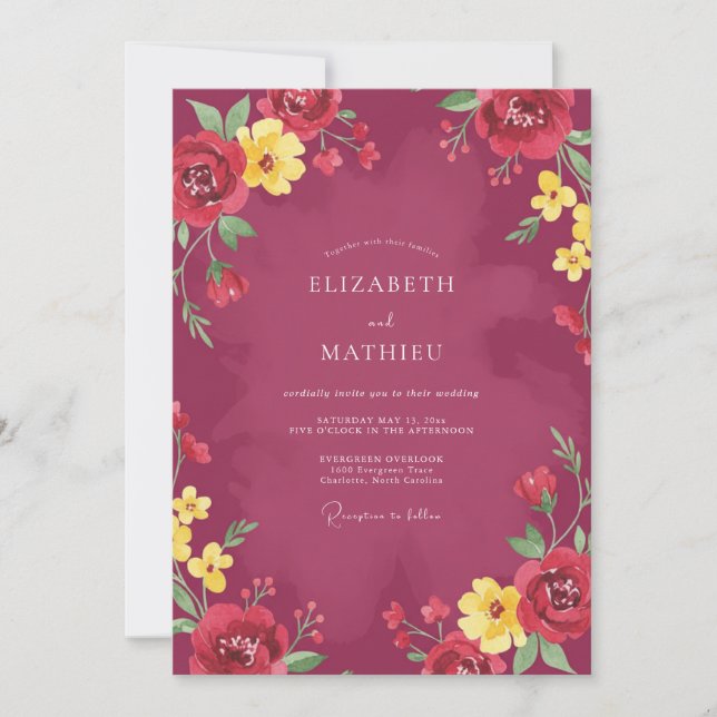 Invitación Boda Flor Silvestre de Bayas (Anverso)