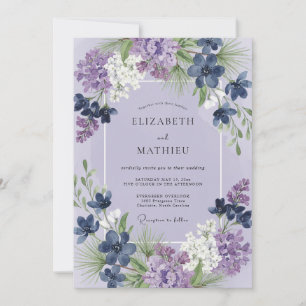 Invitación Boda Flor Silvestre Índigo Vinca menor