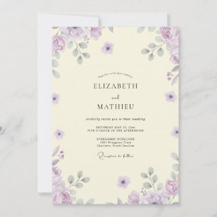 Invitación Boda Flor Silvestre Lila Crema