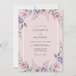 Invitación Boda Flor Silvestre Lila Malva