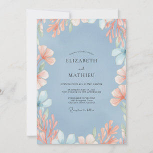 Invitación Boda Flor Silvestre Melocotón Pizarra