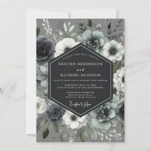 Invitación Boda Flor Slate Moonlit