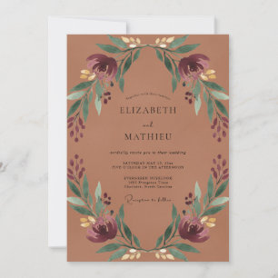 Invitación Boda Flor Terracota Granate
