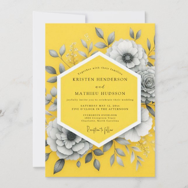 Invitación Boda Flor Triste de Canario (Anverso)