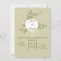 Invitación boda flor verde