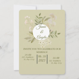 Invitación boda flor verde