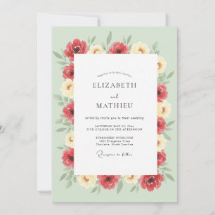 Invitación Boda Flor Viva Verde Salvia