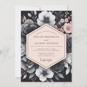Invitación Boda Flora Blush Noir Chiaroscuro