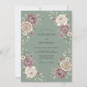 Invitación Boda Flora Botánica Rosa Malva