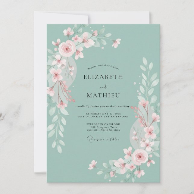 Invitación Boda Flora Brumosa Salvia (Anverso)