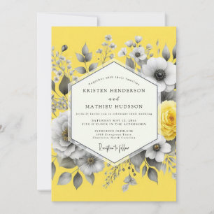 Invitación Boda Flora Citron Grafito