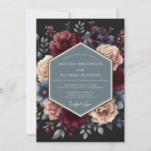 Invitación Boda Flora Crimson Midnight