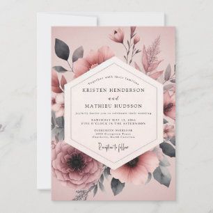 Invitación Boda Flora de Carbón Malva