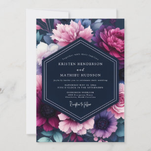 Invitación Boda Flora de tono joya de ciruela