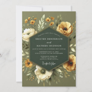 Invitación Boda Flora de Vara de Oro Sage