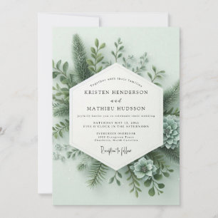 Invitación Boda Flora del Bosque Verde Salvia