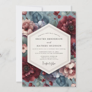 Invitación Boda Flora Malhumorada de Pizarra Borgoña