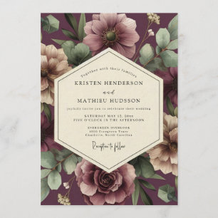 Invitación Boda Flora Malhumorada Rubor de Berenjena