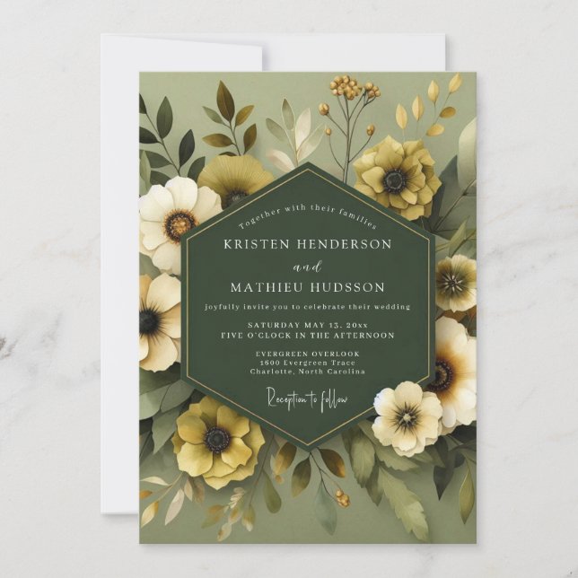 Invitación Boda Flora Oliva Silenciada (Anverso)